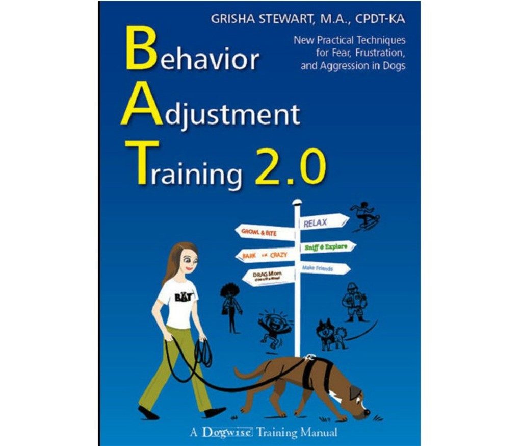 book cover for Behavior Adjustment Training by Grisha Stewart, a reactive dog training method