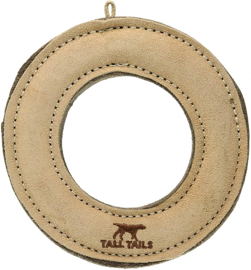 Tall Tailes Leather Ring Natural Dog Toy is a natural way to clean dog teeth