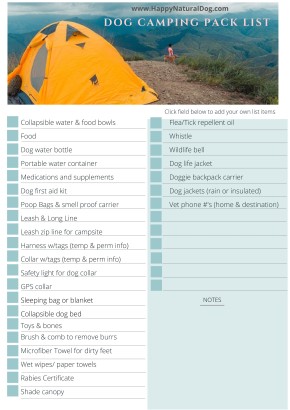 Camping with Dogs Packing List