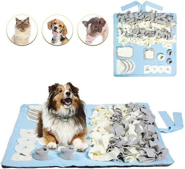 Multi sensory blue snuffle matt food puzzle toy for dogs