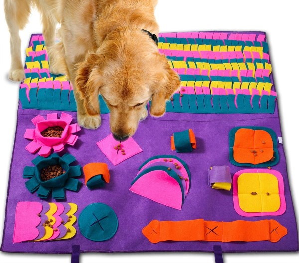 Multi sensory purple snuffle matt food puzzle toy for dogs