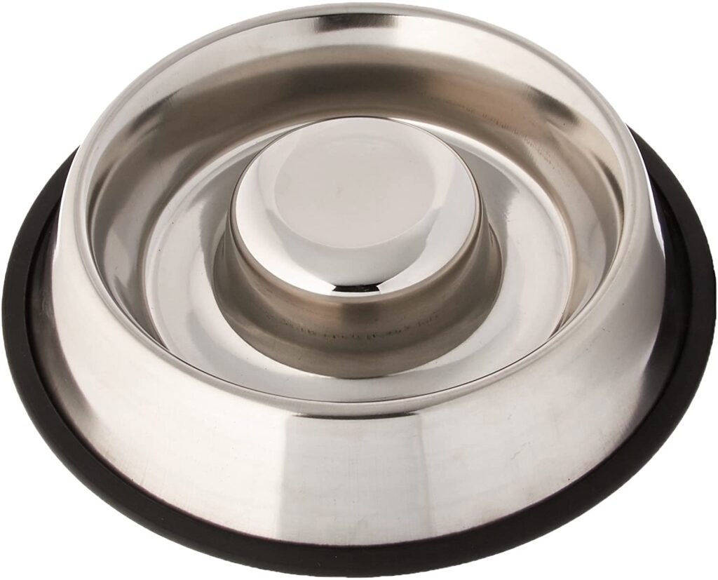 stainless steel slow feeding dog food bowl