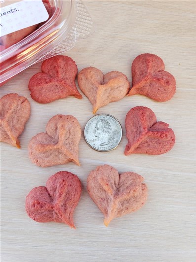 heart valentines day dog treats size of quarter