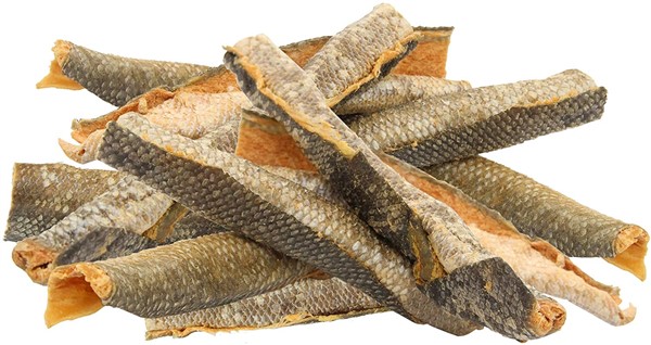 wild salmon skin dog chews