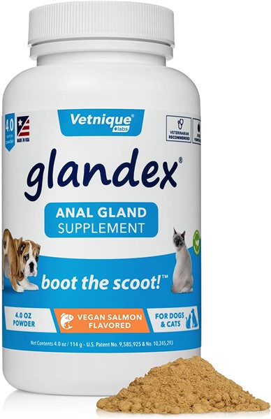 Glandex powder for preventing swollen anal glands in dogs