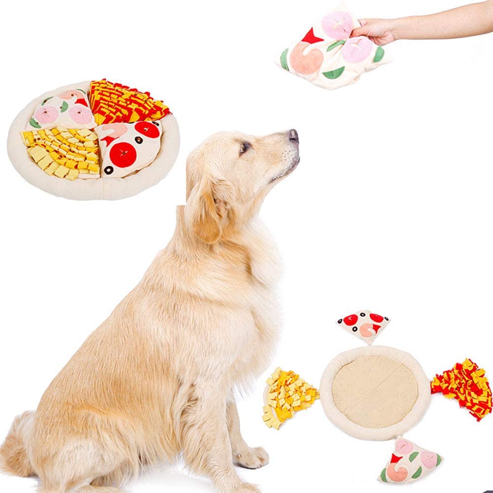 pizza snuffle mat interactive dog gift with pieces taken out