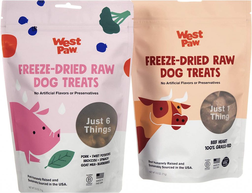 West Paw freeze dried raw dog treats to use in teething toys for dogs