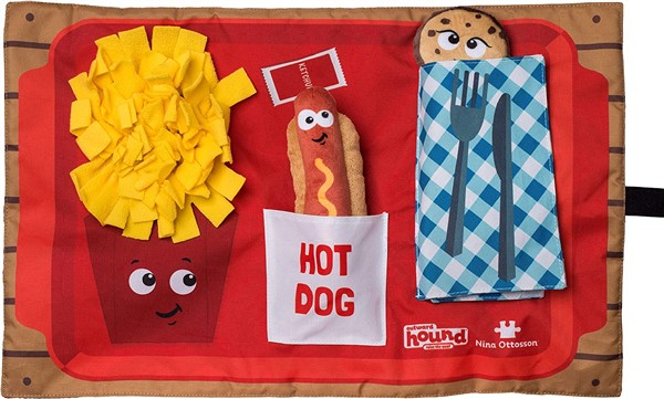 Nina Ottosson Hot Dog and Fries Fast Food mentally Stimulating Dog Toy