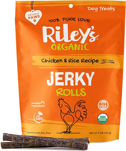 Riley's Organic Chicken Jerky Dog Treats for doggy stocking stuffers