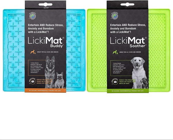 Lickimat set of two flat mats to use to trim uncooperative dog's nails